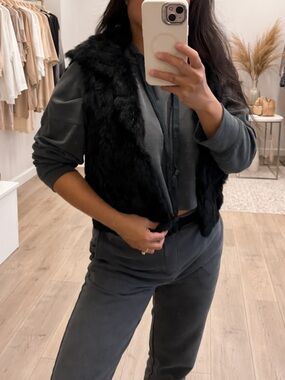 Adrienne Landau fur black vest